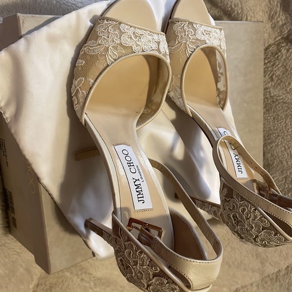 JIMMY CHOO
ANNIE WOMENS FLORAL LACE OPEN-TOE HEELS - Picture 8 of 11